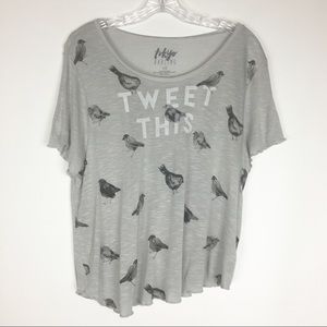 Tokyo Darling Grey “Tweet This” Bird Top